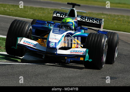 22 avril 2005, Grand Prix de Saint-Marin de Formule 1. Felipe Massa Sauber F1 au cours d'entraînement session Qualyfing sur le circuit d'Imola en Italie. Banque D'Images