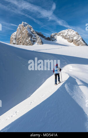 La raquette, le massif du Dachstein, Hoher Dachstein (2995m), glacier de Dachstein, Autriche Banque D'Images