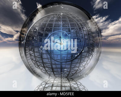 Spirale de temps à l'intérieur de boule de cristal. Banque D'Images