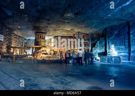 Underground mine de sel de Wieliczka (13e siècle), l'une des plus anciennes mines de sel, près de Cracovie, Pologne. Banque D'Images