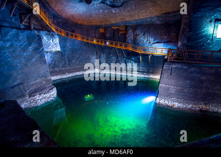 Underground mine de sel de Wieliczka (13e siècle), l'une des plus anciennes mines de sel, près de Cracovie, Pologne. Banque D'Images