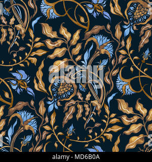 Hand Drawn seamless pattern d'Abstract Flowers Banque D'Images