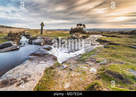 Dartmoor Post venteux Banque D'Images