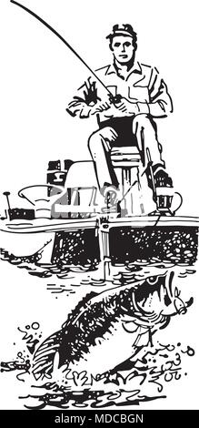 Bateau de pêcheur bas - Retro Clipart Illustration Illustration de Vecteur
