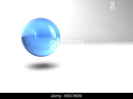 Blue sphère 3D avec des réflexions et copyspace Banque D'Images
