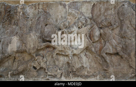Payava tombeau. 375-362 BC. La pierre calcaire. La partie supérieure. Bataille de cavalerie et de fantassins. La Lycie, la Turquie. British Museum. Londres. Banque D'Images