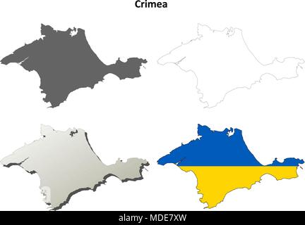 La Crimée contour plan set - version ukrainienne Illustration de Vecteur