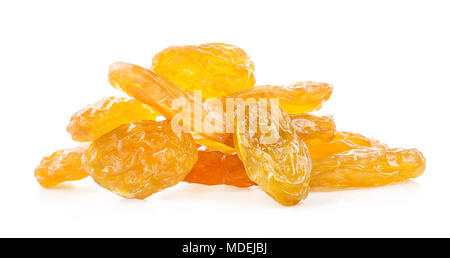 Raisins secs jaune isolé sur fond blanc, avec chemin de détourage