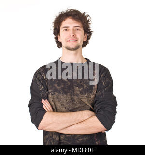 Jeune homme mains passage Banque D'Images