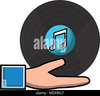 Hand holding vintage musique vinyle Illustration de Vecteur
