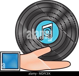 Hand holding vintage musique vinyle Illustration de Vecteur