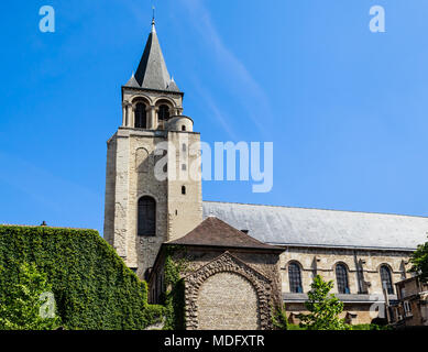 Vue de l'Abbaye Saint-Germain-des-Prés, l'abbaye romane d'une église bénédictine médiévale situé sur la Rive Gauche à Paris Banque D'Images