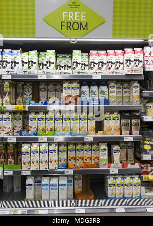 Une gamme de produits mis au point pour les supermarchés avec l'intolérance au gluten, le blé et le lait. Banque D'Images