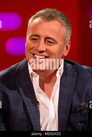 Matt LeBlanc pendant le tournage de The Graham Norton Show à la London Studios, le sud de Londres, pour être diffusé sur BBC One le vendredi soir. Banque D'Images