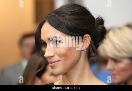 Meghan Markle assiste à une réception à l'autonomisation des femmes la Royal Aeronautical Society de Londres au cours de la réunion des chefs de gouvernement du Commonwealth. Banque D'Images