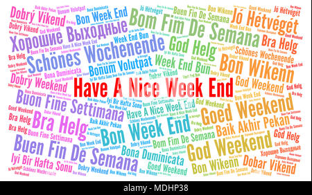 Bon week end dans différentes langues nuage de mots Banque D'Images