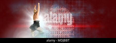 Danseur avec la technologie numérique interface brillant mousseux Banque D'Images