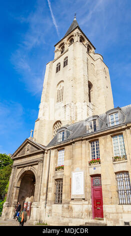 Vue de l'Abbaye Saint-Germain-des-Prés, l'abbaye romane d'une église bénédictine médiévale situé sur la Rive Gauche à Paris Banque D'Images