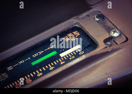 Fenêtre d'indication de la bordure de stab sur le pont de vol d'un Boeing 747-400 (vol - hors bande verte) Banque D'Images