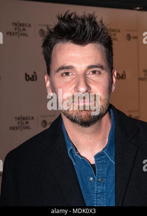 New York, États-Unis, 19 avril 2018. Directeur espagnol Ramón Salazar Hoogers arrive au Tribeca Film Festival 2018 Première mondiale de son film "Sunday" (La maladie de la enfermedad del domingo) à New York. Photo par Enrique Shore​ / Alamy Live News Banque D'Images