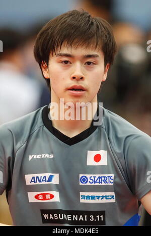 Tokyo, Japon. Apr 20, 2018. Masataka Morizono, 20 avril 2018 - Tennis de Table : Championnats du Monde de Tennis de Table 2018 Équipe Japon pratique publique à Tokyo, Japon. Credit : Sho Tamura/AFLO SPORT/Alamy Live News Banque D'Images