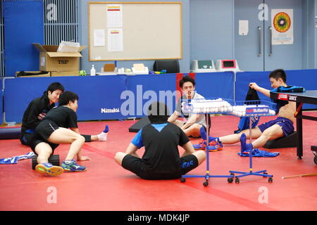 Tokyo, Japon. Apr 20, 2018. Vue générale, le 20 avril 2018 - Tennis de Table : Championnats du Monde de Tennis de Table 2018 Équipe Japon pratique publique à Tokyo, Japon. Credit : Sho Tamura/AFLO SPORT/Alamy Live News Banque D'Images