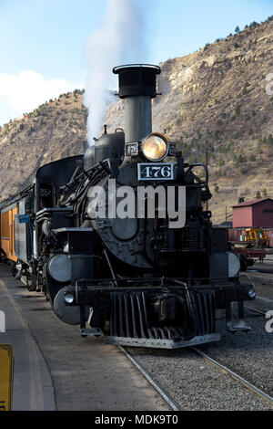 Durango and Silverton Narrow Gauge Railroad à Durango voyager dans la région de Forest, Colorado, USA Banque D'Images