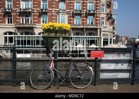 Amsterdam, Pays-Bas - 14 avril 2018 Le festival annuel des fleurs de printemps qui coule dans les rues d'Amsterdam Banque D'Images