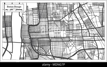 Baton Rouge Louisiane USA Plan de ville en style rétro. Une carte de Noël. Vector Illustration. Illustration de Vecteur