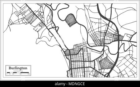 Plan de la ville de Burlington au Vermont USA en style rétro. Une carte de Noël. Vector Illustration. Illustration de Vecteur