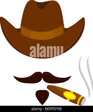 Cartoon couleur fumeurs avatar cowboy Illustration de Vecteur