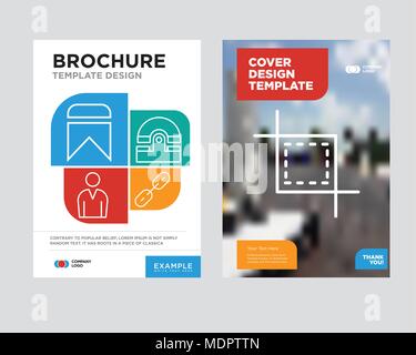 Outil de recadrage brochure flyer gabarit de design avec résumé photo arrière-plan, la chaîne, l'ancien téléphone, homme avatar, Ajouter aux favoris tendance minimaliste business c Illustration de Vecteur