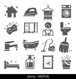 Nettoyage et ménage icons Illustration de Vecteur