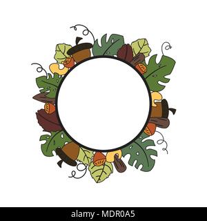 Dessiner à main mignon cercle floral frame modèle de page. Illustration de Vecteur