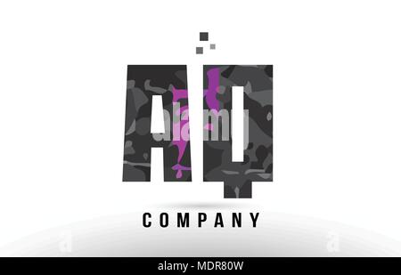 Lettre alphabet noir mauve aq q'une combinaison logo design adapté pour une société ou entreprise Illustration de Vecteur