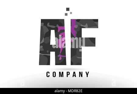 Lettre alphabet noir violet un af f combinaison logo design adapté pour une société ou entreprise Illustration de Vecteur