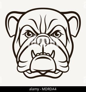 Tête d'un bouledogue en colère. Ce vecteur illustration peut être utilisé comme une impression sur T-shirts, élément de tatouage ou d'autres utilisations Illustration de Vecteur