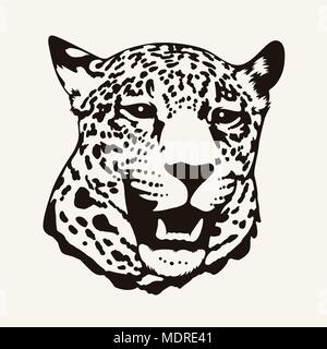 Vector illustration d'un léopard tête dans une seule couleur. T-shirts Illustration de Vecteur