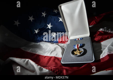 La Silver Star Medal, la troisième plus haute distinction décernée pour bravoure contre un ennemi armé des États-Unis, a été décerné à Maître Chef Sgt. Michael West, un opérateur tactique avec la 24e Escadre d'opérations spéciales, pour ses actions au cours d'un déploiement en Afghanistan en 2006. Au cours de l'opération MEDUSA, cinq jours d'opération de l'OTAN chargée d'effacer un insurgé safehaven, West utilisés 58 Les avions de la coalition pour livrer 24 000 livres de munitions de précision pour enregistrer 51 et 33 soldats des forces spéciales de la coalition. (U.S. Photo de l'Armée de l'air par la Haute Airman Ryan Conroy) Banque D'Images