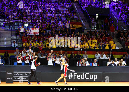 Stuttgart, Allemagne, 21 avril, 2018. Joueuse de tennis allemande Angelique Kerber au cours de la demi-finale de Fed Cup. Crédit : Frank Molter/Alamy Live News Banque D'Images