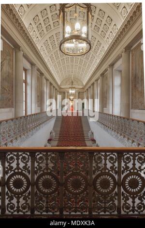 Paris, Palais du Luxembourg, Sénat, Grand escalier d'honneur, Napoléon Ier, les lions et les décorations dans le style du Premier Empire français, Banque D'Images