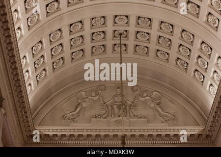 Paris, Palais du Luxembourg, Sénat, plafond du Grand escalier d'honneur, Napoléon I, caissons, détail, Banque D'Images