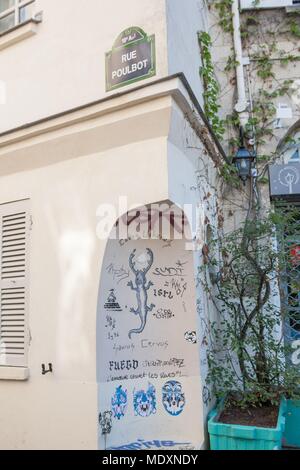 Paris, Montmartre, Rue Poulbot, Banque D'Images