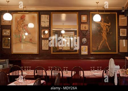 Paris, Montmartre, rue Lepic, restaurant la pomponnettes, dessins par Francisque Poulbot Banque D'Images