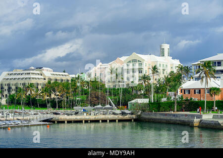 Afficher le long de la front de Hamilton, Bermudes. Banque D'Images