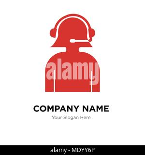 Femme avec casque modèle de conception de logo d'entreprise, vecteur de l'entreprise Business icon Illustration de Vecteur