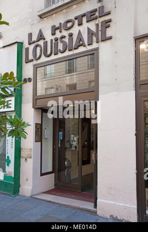 France, Ile de France, 6ème arrondissement, 60 rue de Seine, l'hôtel la Louisiane, sign Banque D'Images