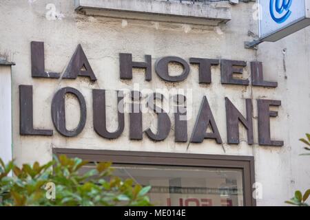 France, Ile de France, 6ème arrondissement, 60 rue de Seine, l'hôtel la Louisiane, sign Banque D'Images