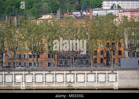 France, Lyon, quais de la Saône, quai Romain Rolland, parking, Banque D'Images