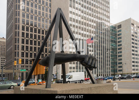 Monument à Joe Louis La première sculpture Detroit Michigan Banque D'Images